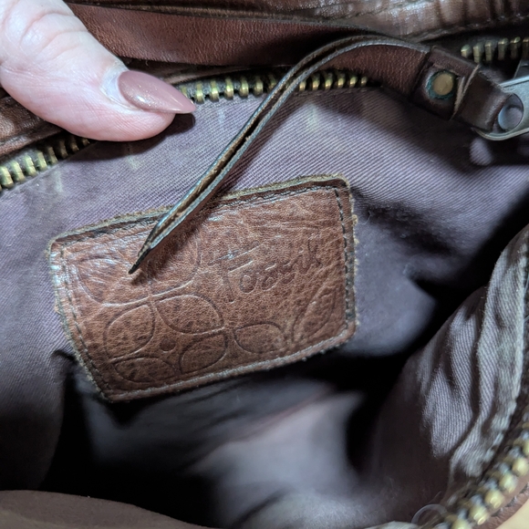 Small Brown Vintage Fossil Leather Crossbody Bag - Picture 4 of 5